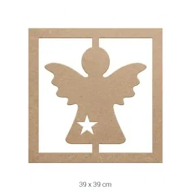 DS025 Yıldızlı Melek Figürlü Dekoratif Duvar Süsü Ahşap Boyanabilir Obje